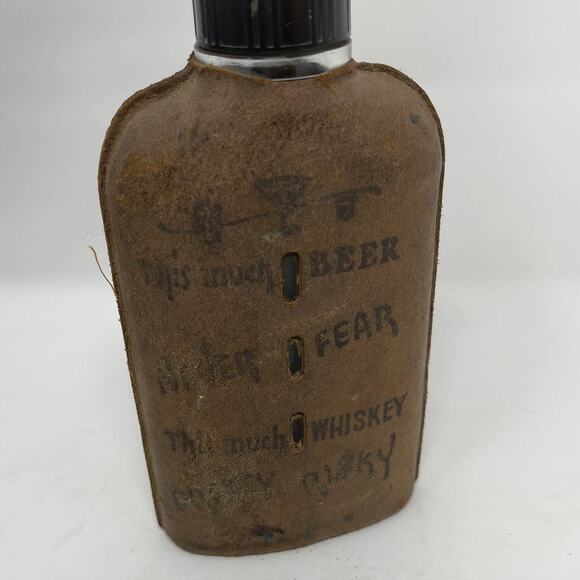 Vintage LEATHER Wrapped Novelty Liquor BOOZE HOOCH Bottle - Picture 4 of 11